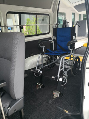 wheelchair in big car